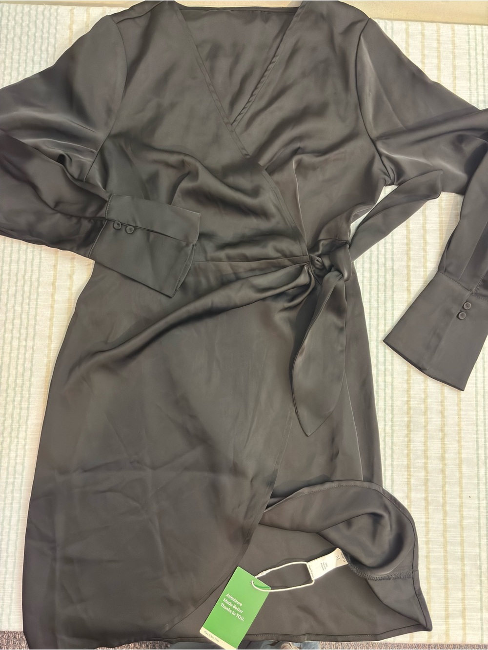 HALARA Satin Wrap Midi Dress in Dark Brown